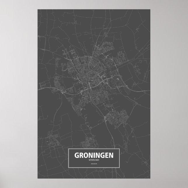 Groningen, Niederlande (weiß auf schwarz) Poster (Vorne)