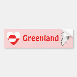 Grönland Flag Herz + Karte Autoaufkleber