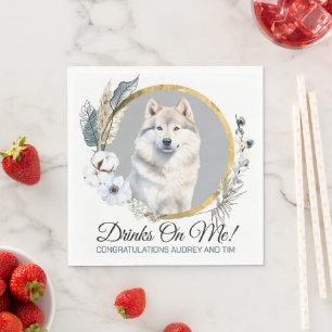 Grönland-Hund-Hochzeitsservietten mit Foto Serviette