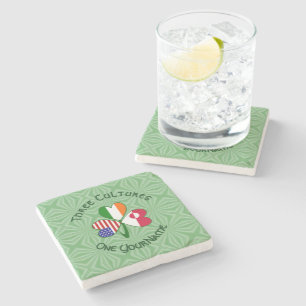 Grönland Irland USA Flaggen Kleeblatt Personalisie Steinuntersetzer