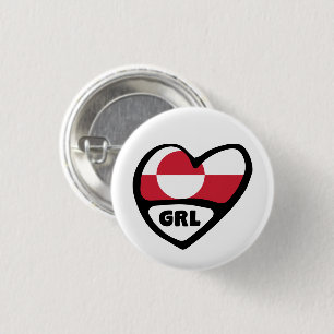 Grönland Land Code Flaggen Herz Button Abzeichen, 
