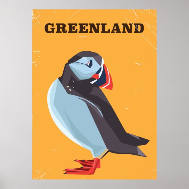 Grönland Puffin Vintage Reiseplakat Poster (Vorne)