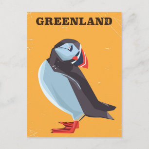 Grönland Puffin Vintage Reiseplakat Postkarte