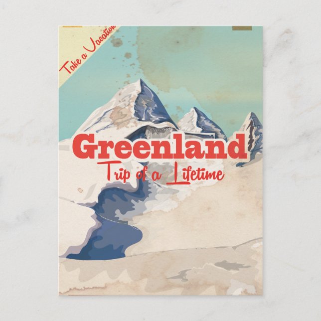 Grönland Vintage Reiseplakat Postkarte (Vorderseite)
