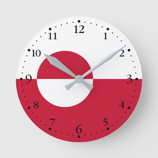 Grönländische Flagge Runde Wanduhr (Vorderseite)