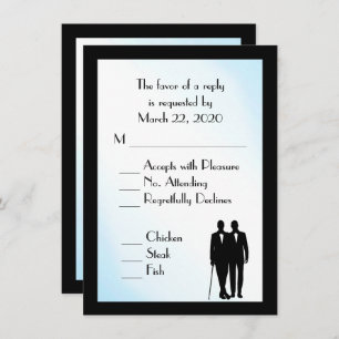 Groom and Groom Menu Wedding RSVP Blue