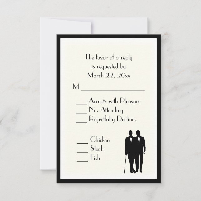 Groom and Groom Menu Wedding RSVP Classic Cream (Vorderseite)