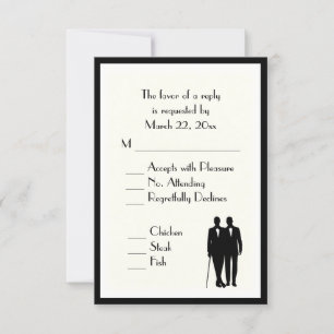 Groom and Groom Menu Wedding RSVP Classic Cream Karte