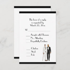 Groom and Groom Menu Wedding RSVP Classic White