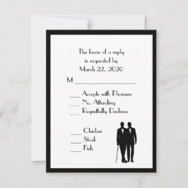 Groom and Groom Menu Wedding RSVP Classic White Karte