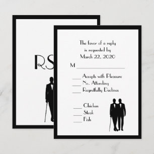 Groom and Groom Menu Wedding RSVP Classic White Karte