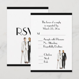 Groom and Groom Menu Wedding RSVP Classic White Karte