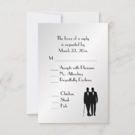 Groom and Groom Menu Wedding RSVP Silver Karte
