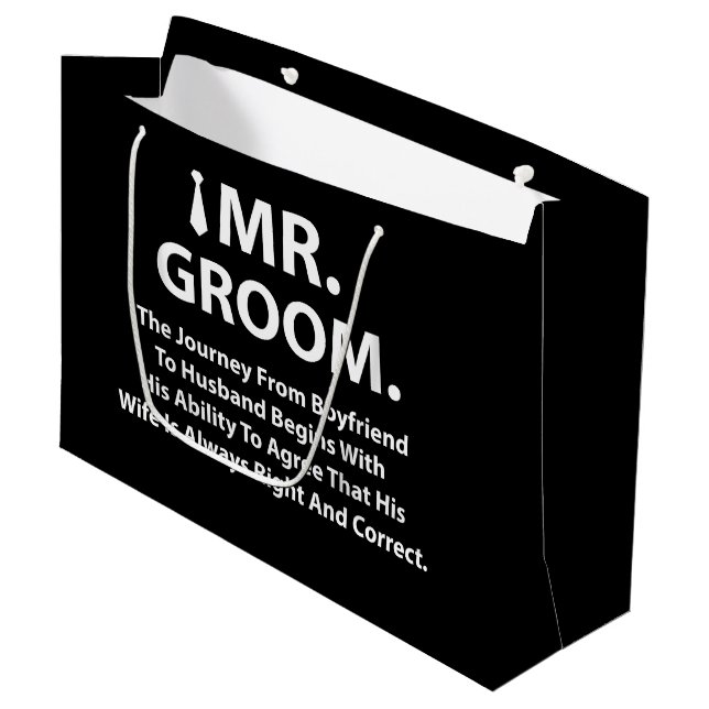 Groom Bachelor Party Große Geschenktüte (Vorderseite Schrägansicht)