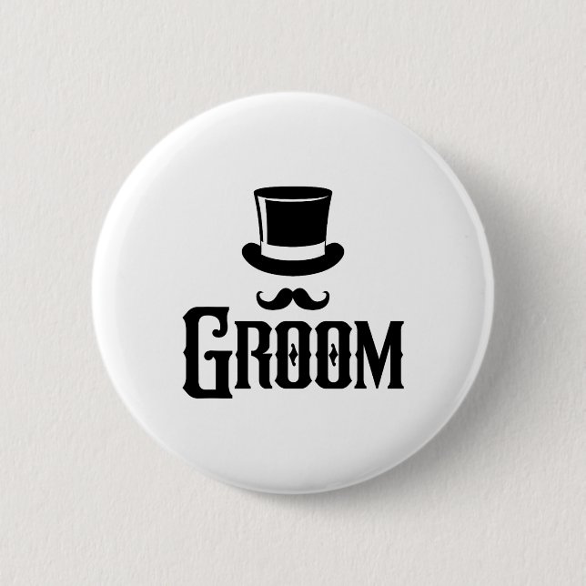 Groom Bachelor Party Top Hat Wedding Funny Matchin Button (Vorderseite)