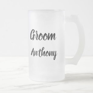 Groom Black and White Individuelle Name Geschenke  Mattglas Bierglas