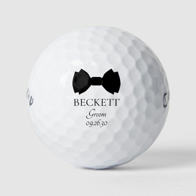 Groom Black Bow Tie Golfball (Vorderseite)