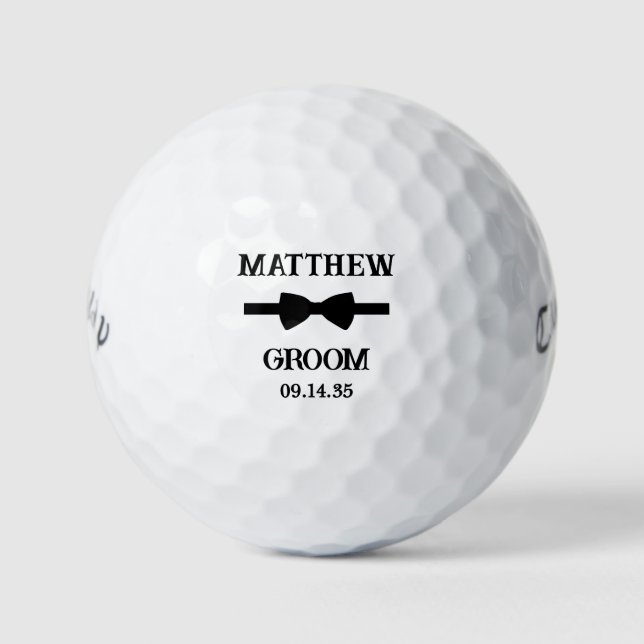 Groom Black Bow Tie Golfball (Vorderseite)