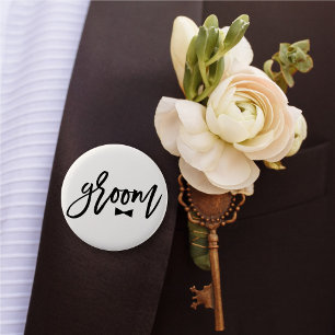 Groom Black Brush Script Bow Krawatte Wedding Part Button