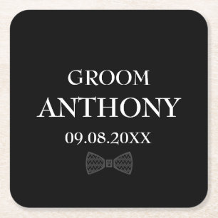 Groom Black Elegant Individuelle Name Geschenke Ho Rechteckiger Pappuntersetzer