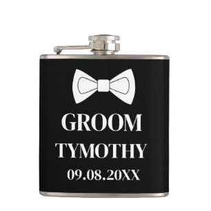 Groom Black Elegant Moderne Geschenke Hochzeit Flachmann