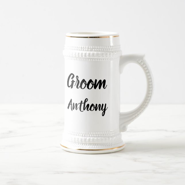 Groom Black Elegant Stilvolle Geschenke Hochzeit B Bierglas (Rechts)