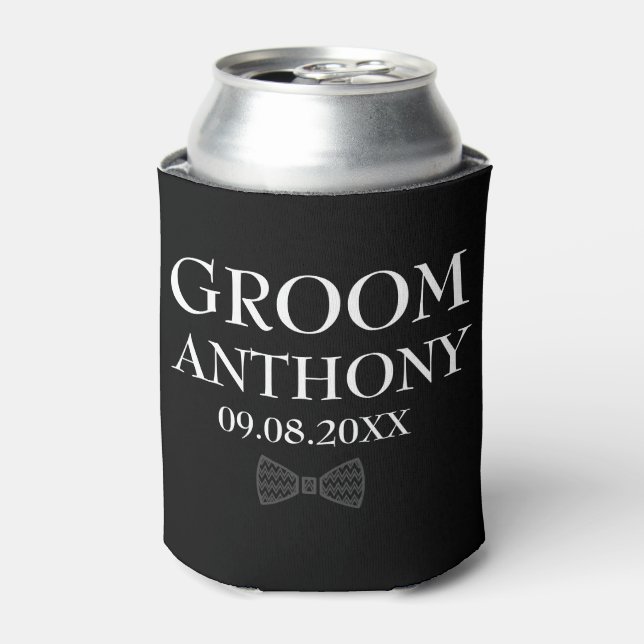 Groom Black Stilvoll Elegant Moderne Geschenke Hoc Dosenkühler (Kanne Vorderseite)