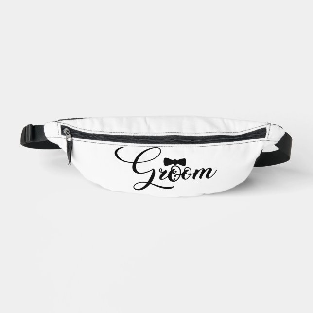 Groom Black Text auf White Fanny Pack Bauchtasche (Vorderseite)