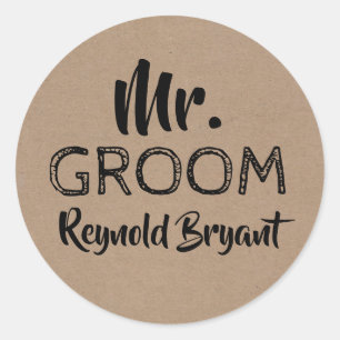 Groom Bold Typografy Runder Aufkleber