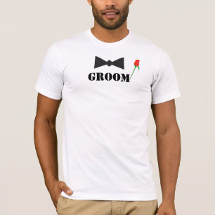 Groom Bowtie Rote Rose T - Shirt