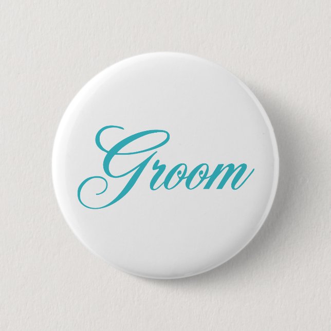 Groom Brautparty Button in Aqua Blue (Vorderseite)