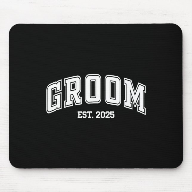 Groom Bride Est. 2025 Retro Just Married Couples W Mousepad (Vorne)