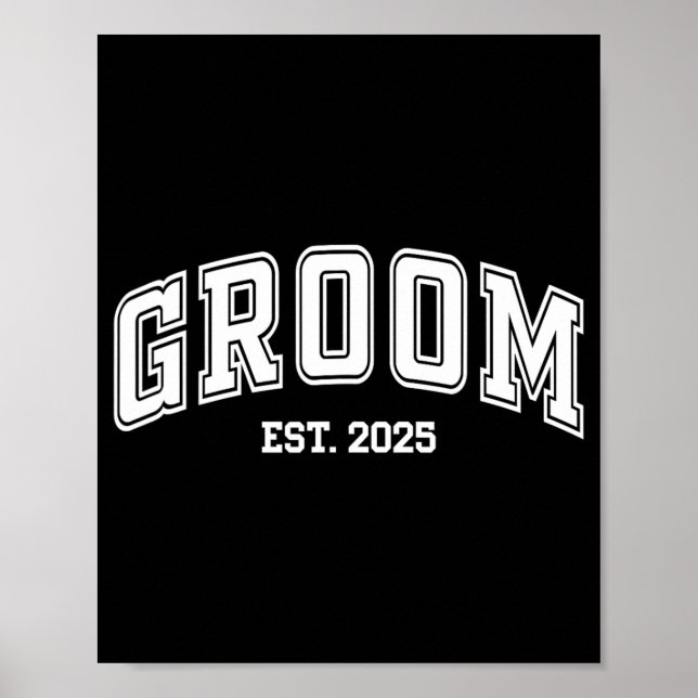 Groom Bride Est. 2025 Retro Just Married Couples W Poster (Vorne)