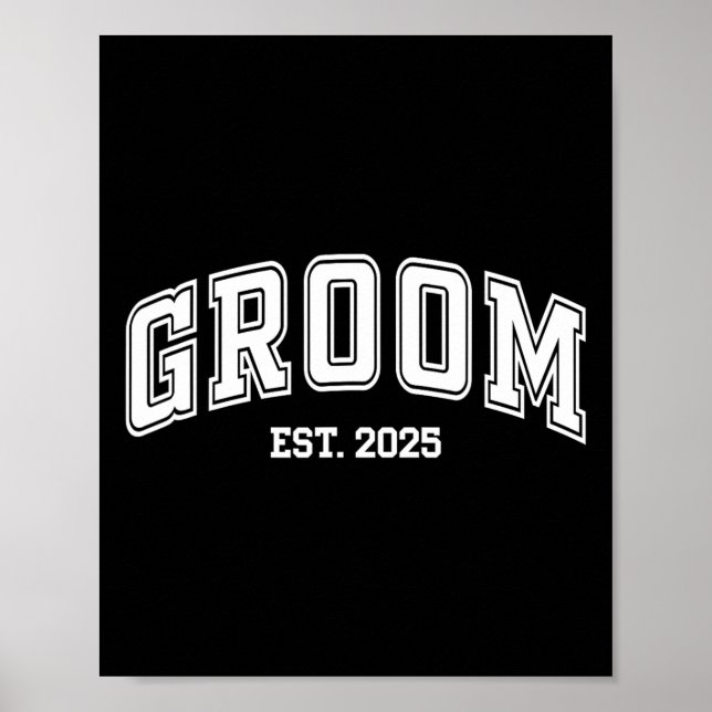 Groom Bride Est. 2025 Retro Just Married Couples W Poster (Vorne)