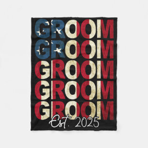 Groom Bride Est. 2025 US-Flagge nur verheiratete P Fleecedecke
