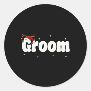 Groom Bride Santa Couples Weihnachtsausstellungen Runder Aufkleber