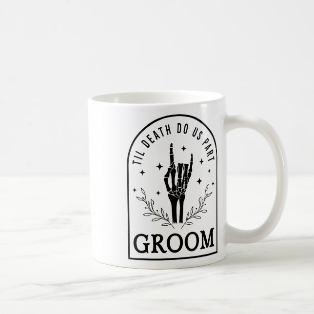 Groom Bride Skeleton Gothic Halloween Verlobung W Kaffeetasse (Rechts)