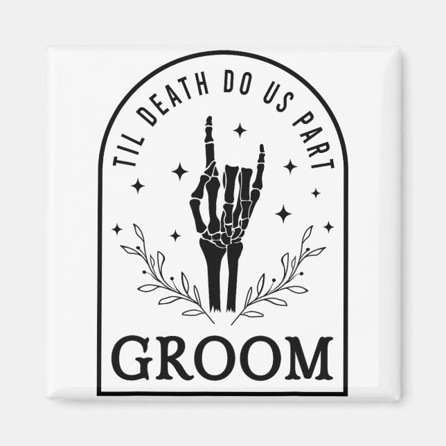Groom Bride Skeleton Gothic Halloween Verlobung W Magnet (Vorne)
