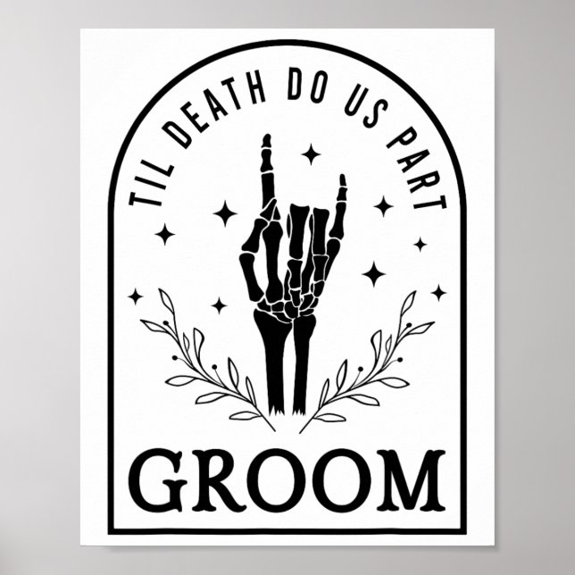 Groom Bride Skeleton Gothic Halloween Verlobung W Poster (Vorne)