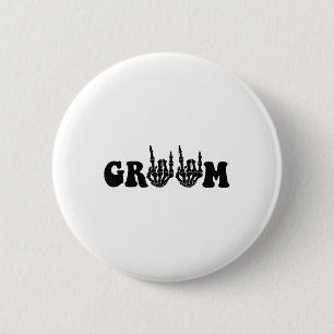 Groom Bride Skeleton Gothic Halloween Wedding Bach Button