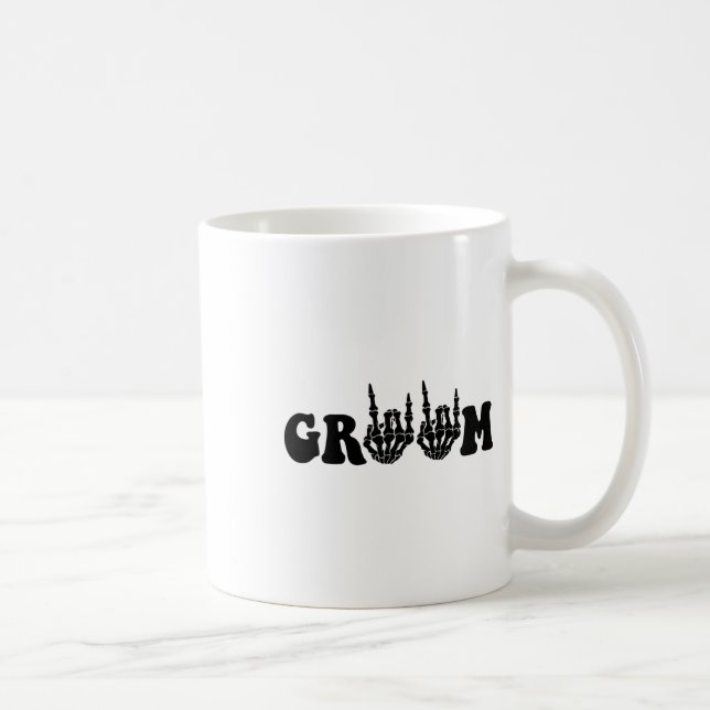 Groom Bride Skeleton Gothic Halloween Wedding Bach Kaffeetasse (Rechts)