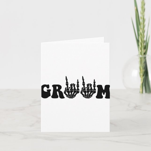 Groom Bride Skeleton Gothic Halloween Wedding Bach Karte (Vorderseite)