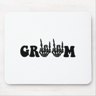 Groom Bride Skeleton Gothic Halloween Wedding Bach Mousepad