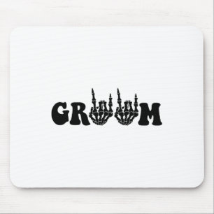 Groom Bride Skeleton Gothic Halloween Wedding Bach Mousepad