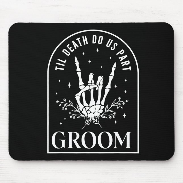 Groom Bride Skeleton Rock Hand Paare Wedding Hal Mousepad (Vorne)