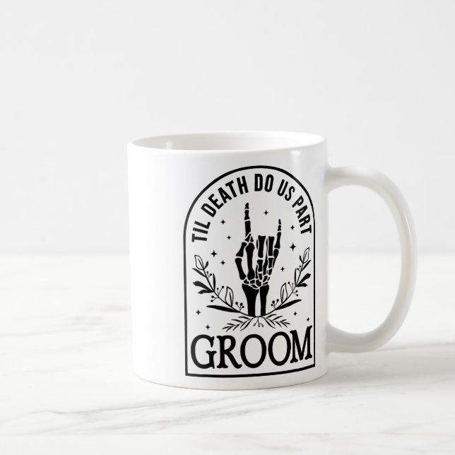 Groom Bride Verlobung Hochzeit Halloween Paare Ma Kaffeetasse (Rechts)