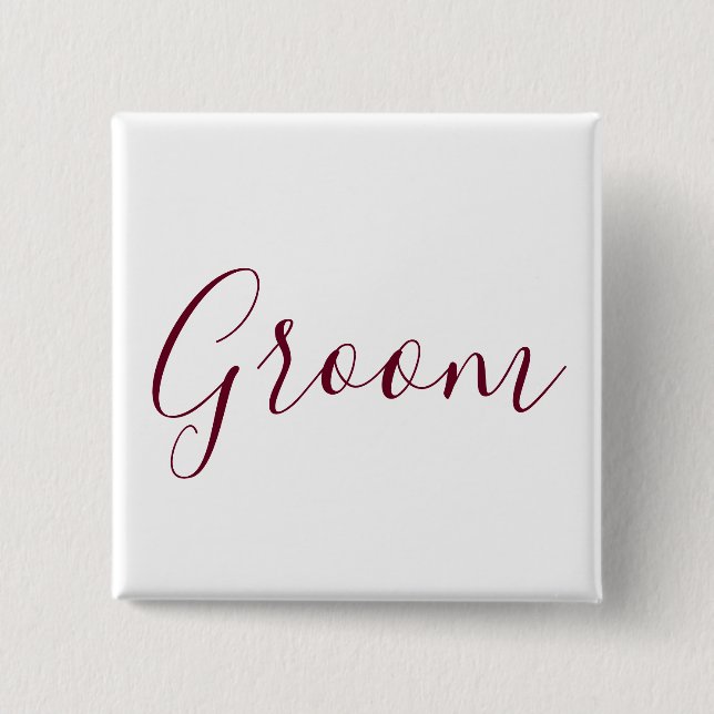 Groom Burgundy Schriftart Button (Vorderseite)