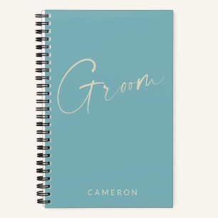 Groom Chic Minimalistisch Personalisiert Aquamar Notizbuch