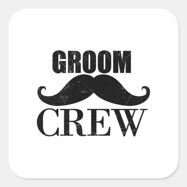 Groom Crew Bachelor Party Hochzeit Black Grunge Quadratischer Aufkleber (Vorderseite)