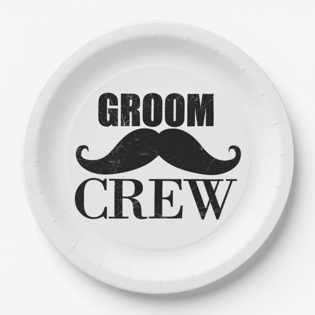 Groom Crew Bachelor Party Wedding Black Grunge Pappteller (Vorderseite)